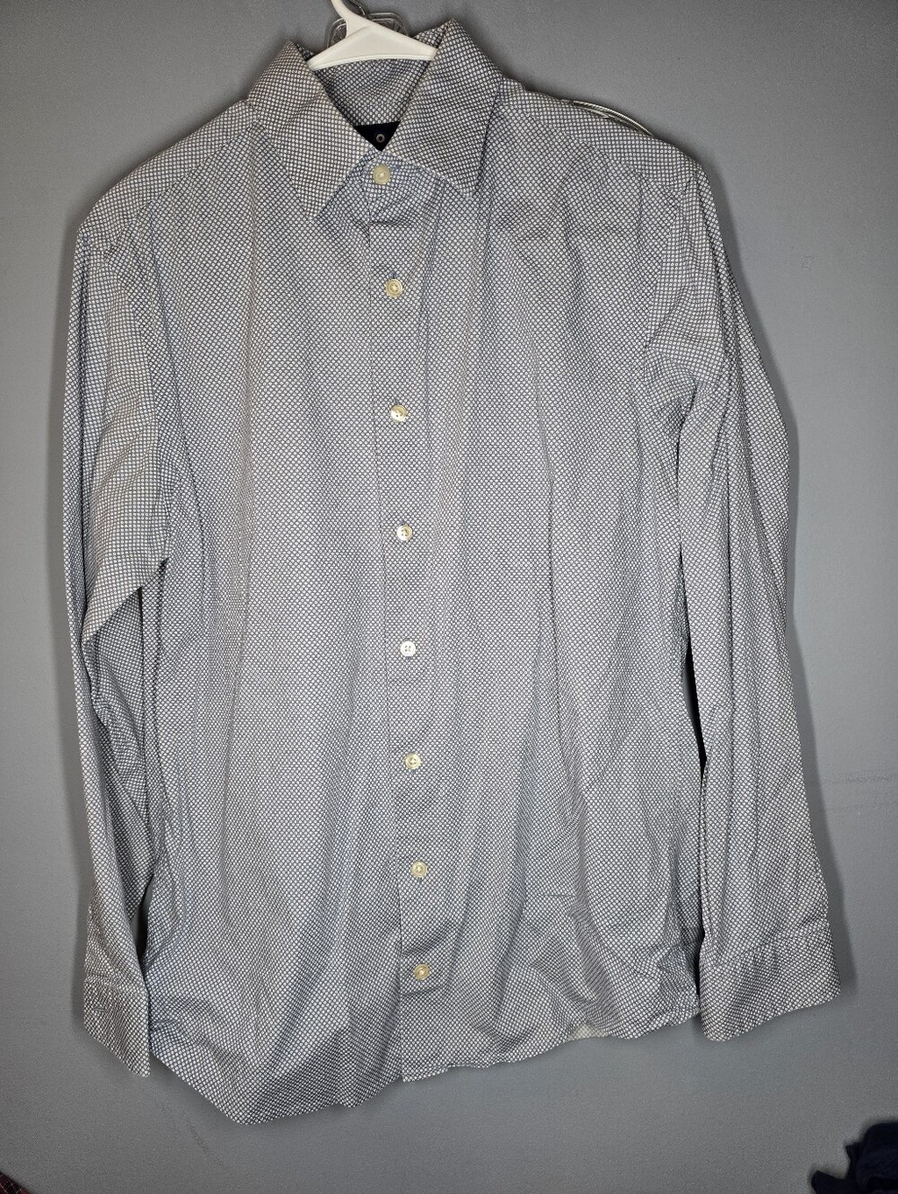 Ben Sherman Button Down Dress Shirt-Mens MEDIUM-Light Blue/White Circles-Casual